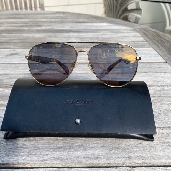 🕶 RAG & BONE YELLOW BLUE MIRRORED AVIATOR SUNNIES - Picture 2 of 16